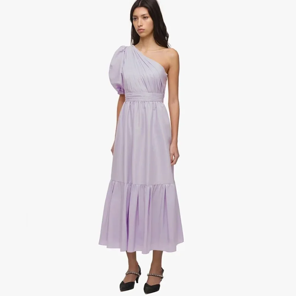 NWT Self Portrait Maxi Lilac Dress One Shoulder Purple Size 2